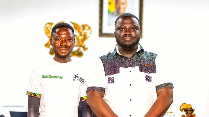 Ashanti Regional Minister Dr. Frank Amoakohene Encourages Climate Change Cyclist’s Mission